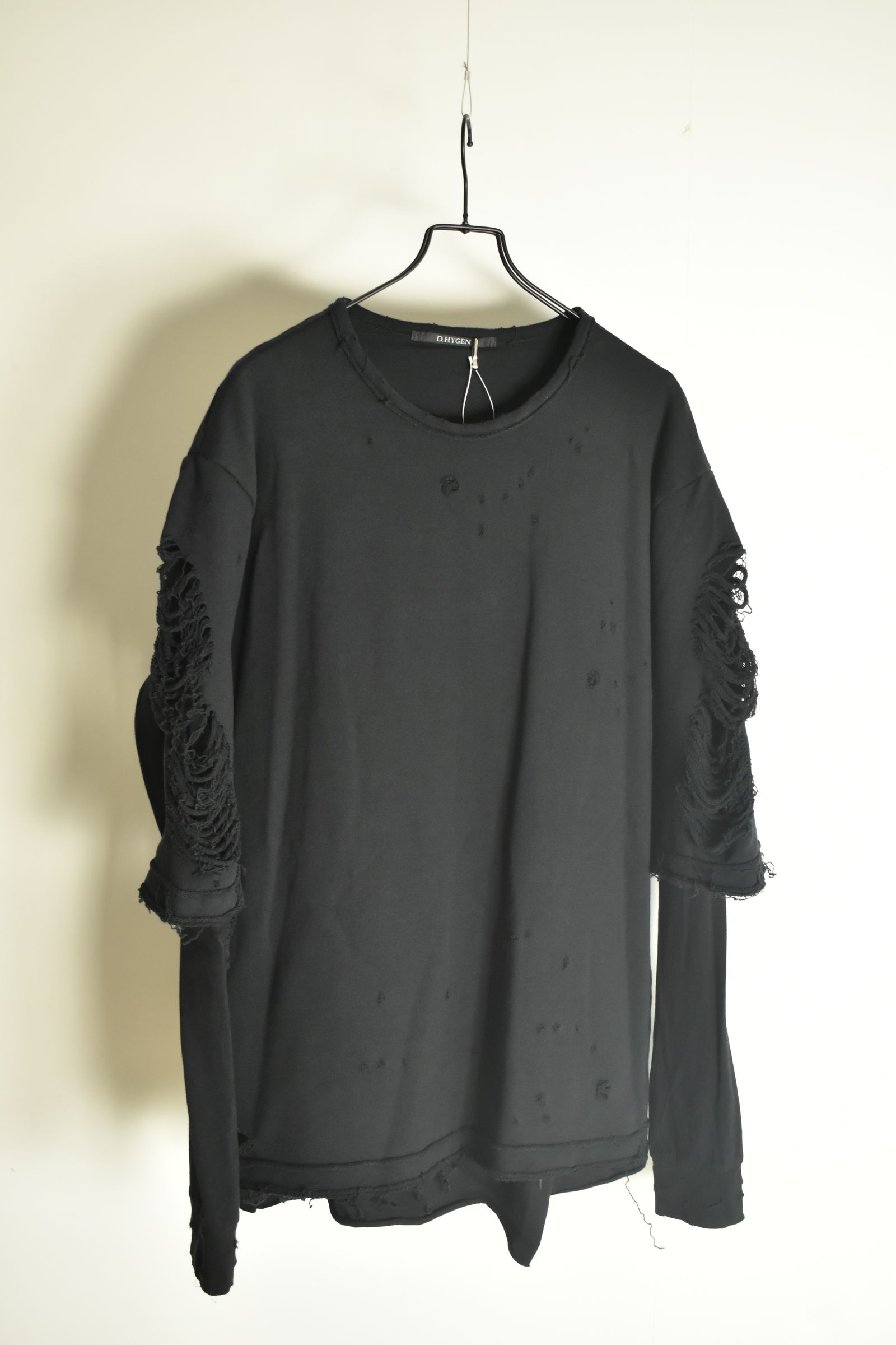 Sweat Shotgun Damage Layered Tee"Black" / 裏毛ショットガンダメージレイヤードTee"ブラック"