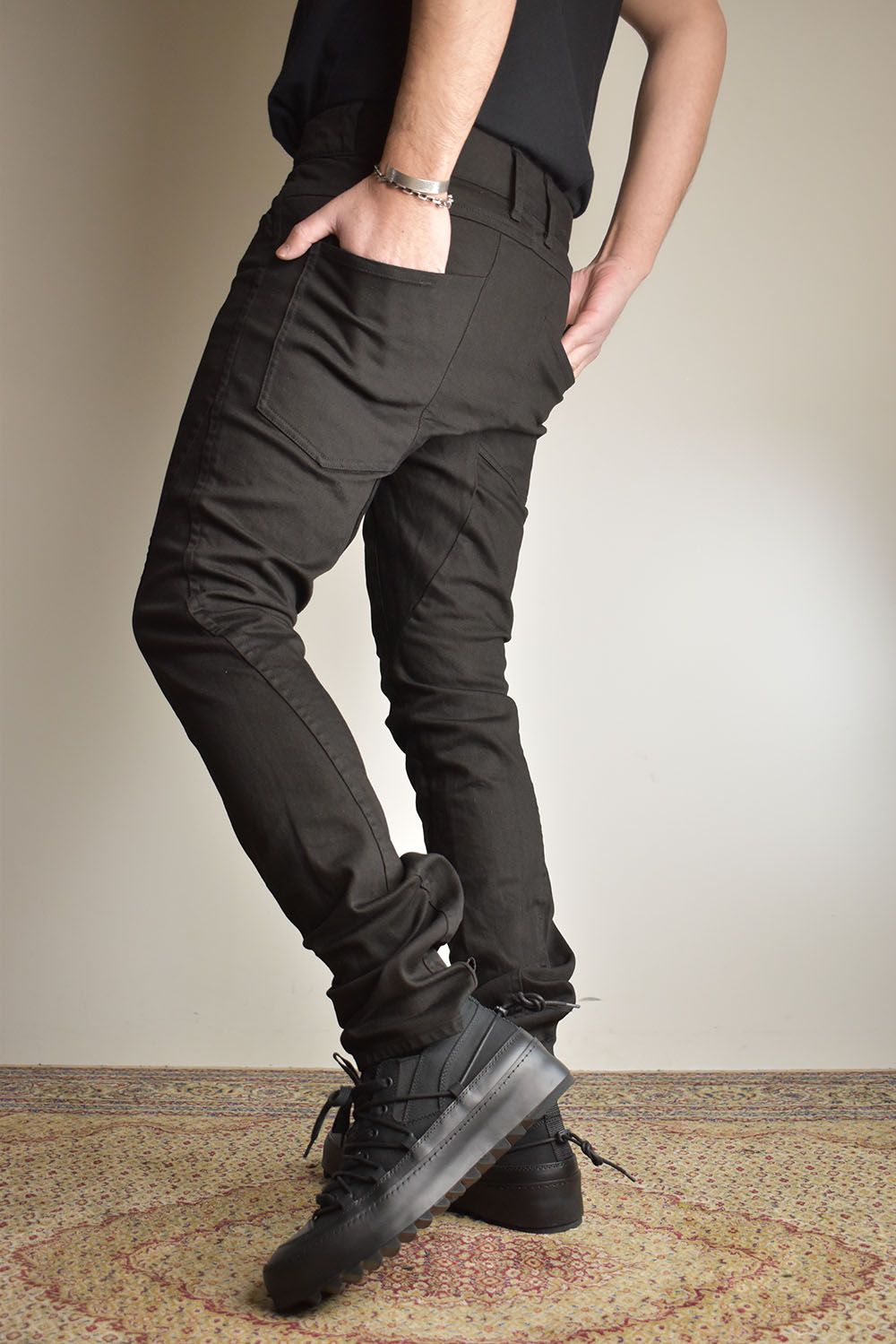 Stretch Denim Straight Slim Pants"Black" / ストレッチデニムストレートスリムパンツ"ブラック"