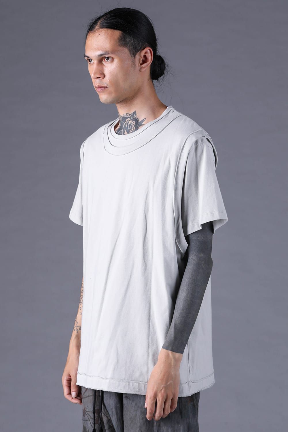 《2027SS先行予約分》30/- Cotton Layered S/S T-Shirt "Black" / Grey / Charcoal" / 30/-天竺レイヤードS/STシャツ "ブラック/グレー/チャコール"