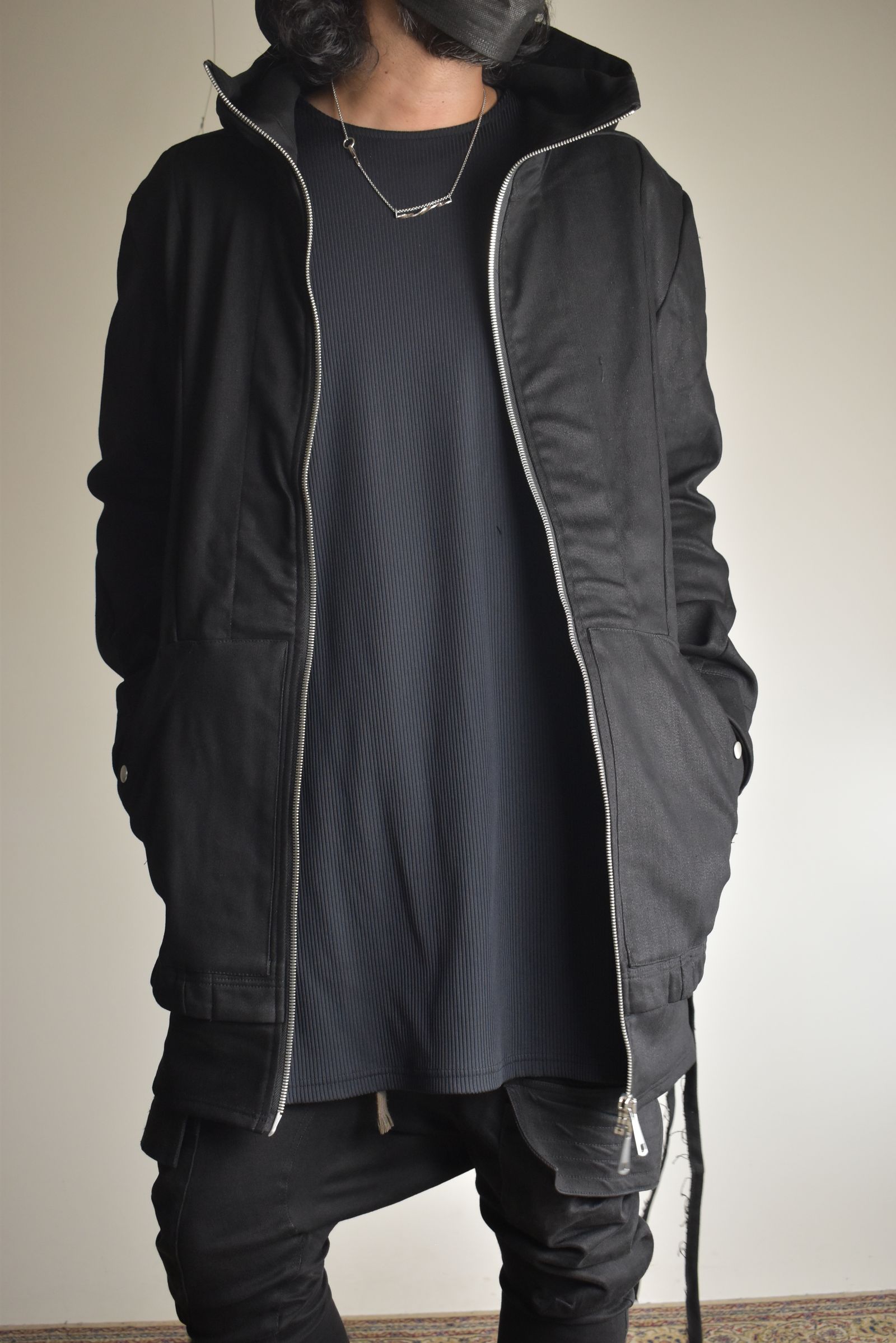 Bonding  Hoodie Denim Blouson"Black" / ボンディングフーデッドデニムブルゾン"ブラック"
