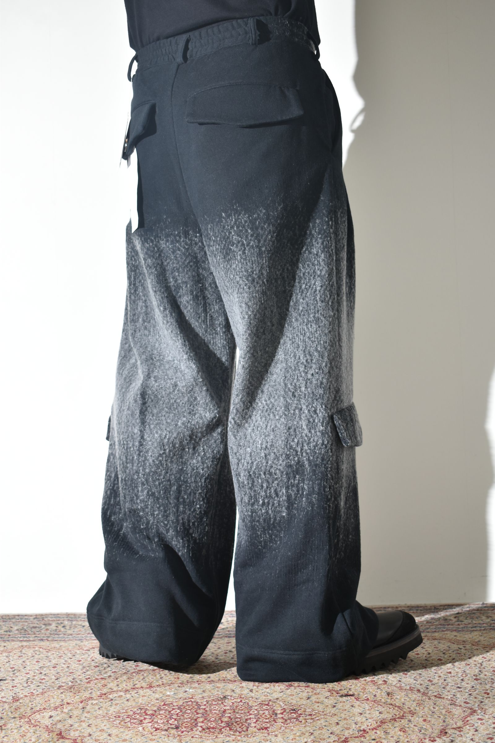 Gradient Needle Punch Sinflap Baggy Pants "Black Based" / グラデーションニードルパンチシンフラップバギーパンツ"ブラックベース"