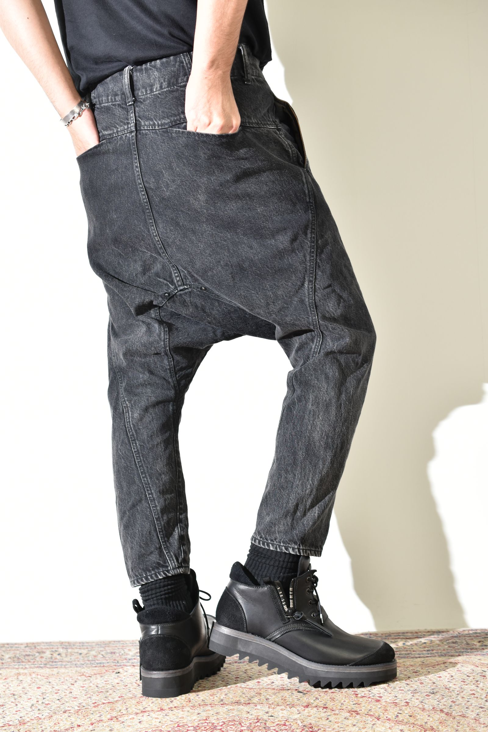 Sarrouel Denim Pants "Mist Bleach Black" / サルエルデニムパンツ "ミストブリーチブラック"