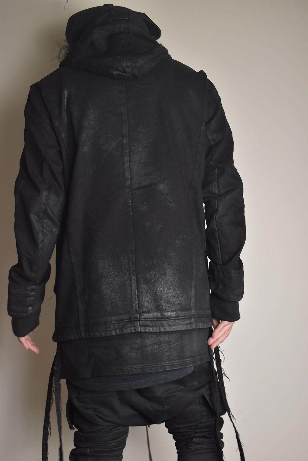 Coated Bonding Hoodie Denim Blouson"Black" / コーディングボンディングフーデッドデニムブルゾン"ブラック"