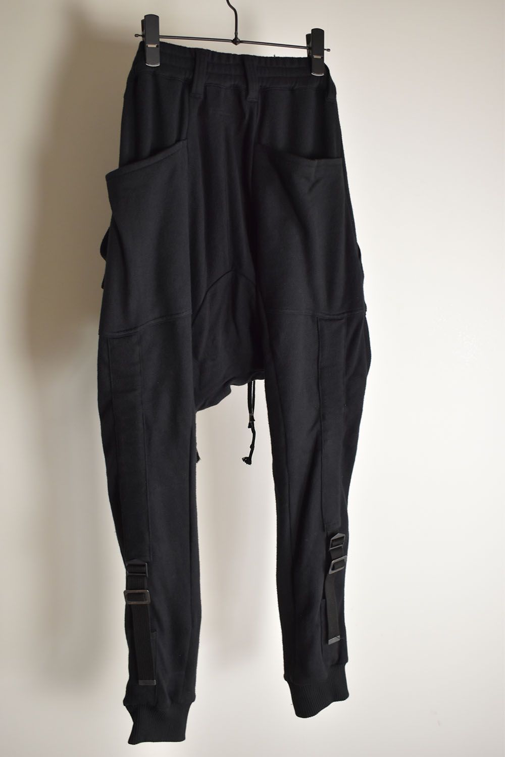 Non-ply Yarn Lined Belt Adjustable Crotch Jog Pants "Black" / 無撚糸裏毛ベルトアジャストロークロッチジョグパンツ"ブラック"