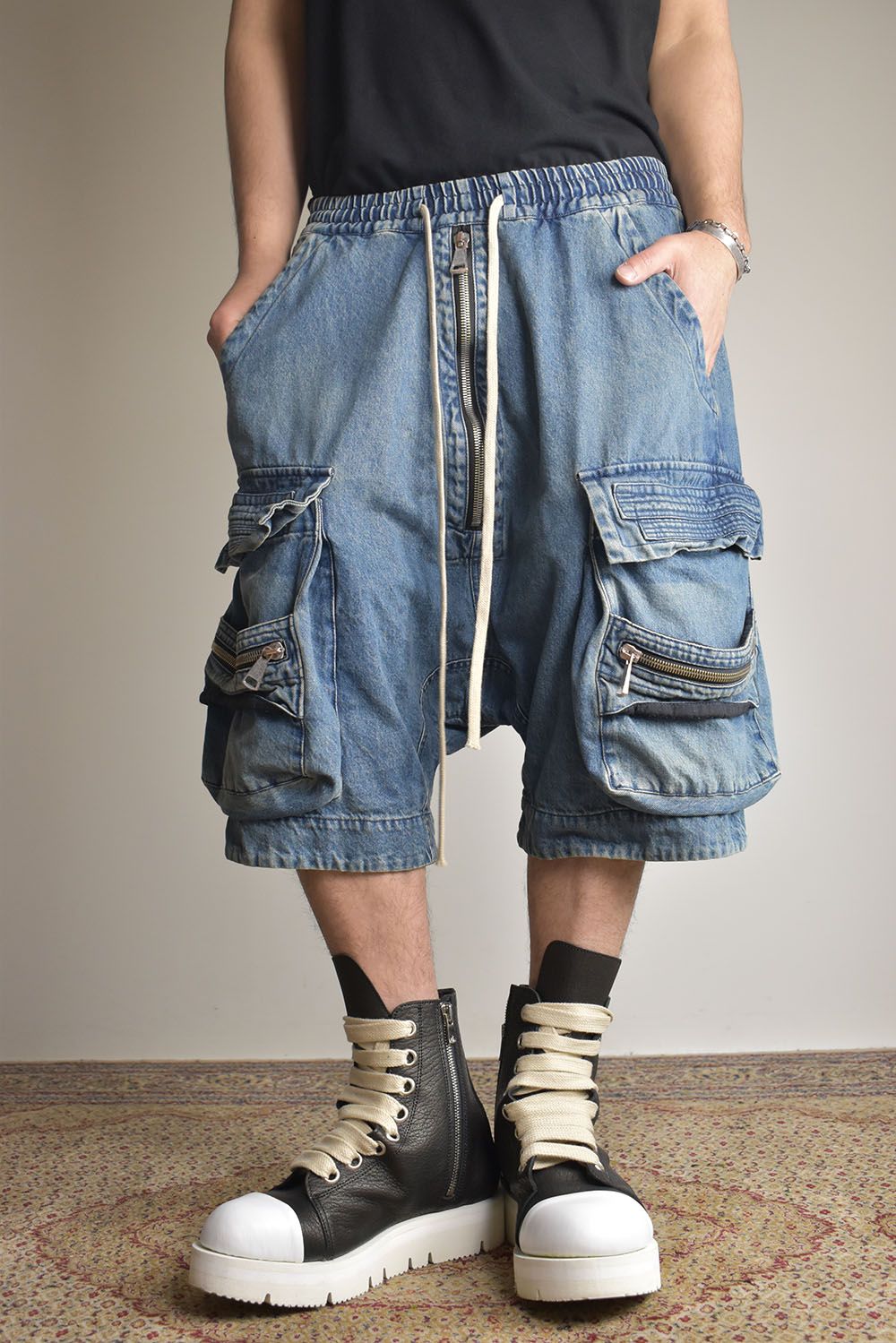 Vintage Denim Military Shorts"Blue" / ヴィンテージデニムミリタリーショーツ"ブルー"
