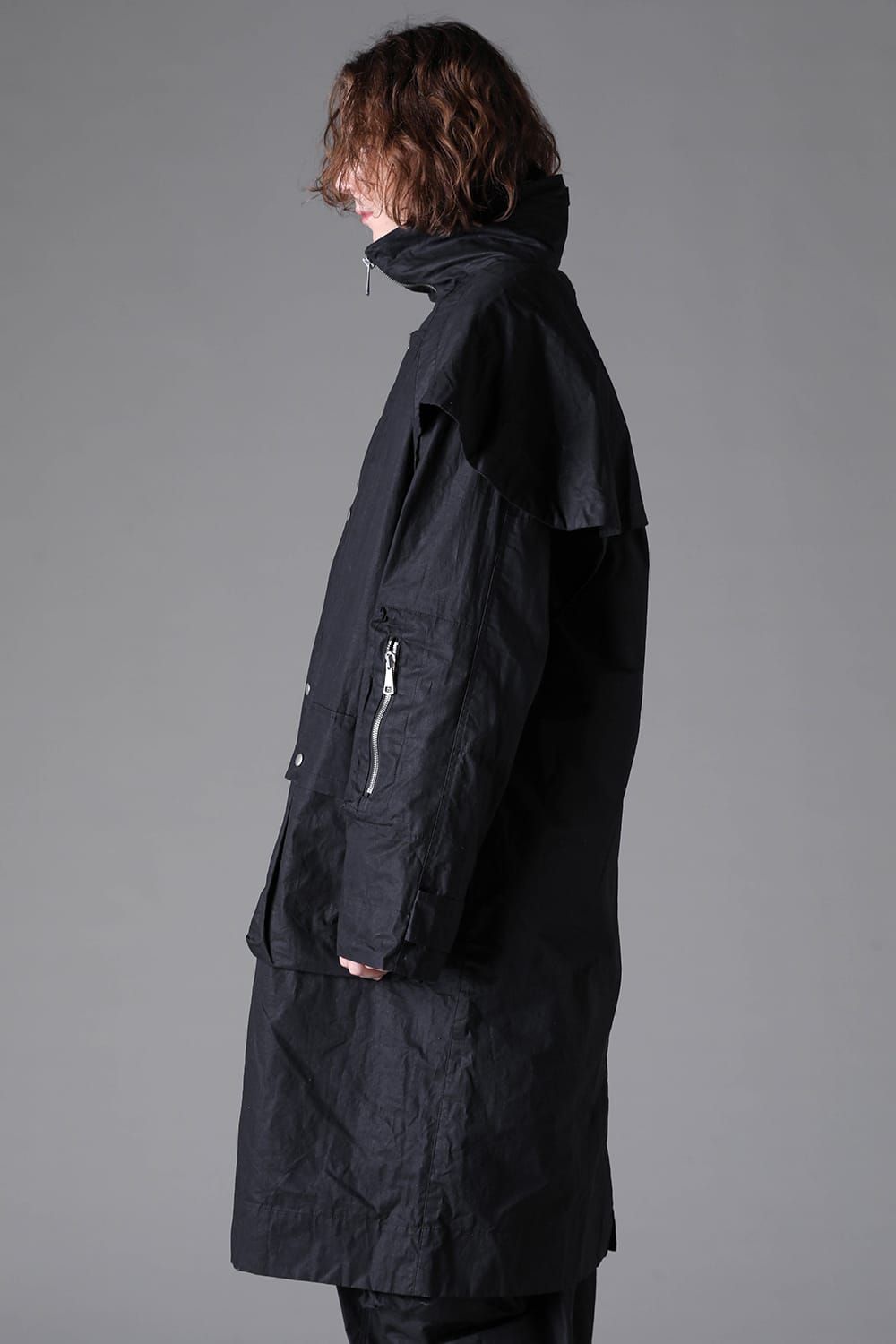 《2026AW先行予約》Layerd Stand Collar Coat"Black" /  レイヤードスタンドカラーコート"ブラック"