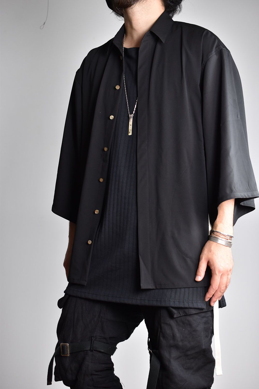 Long Loop Big Sleeve Shirt"Black"/ロングループビッグスリーブシャツ"ブラック"