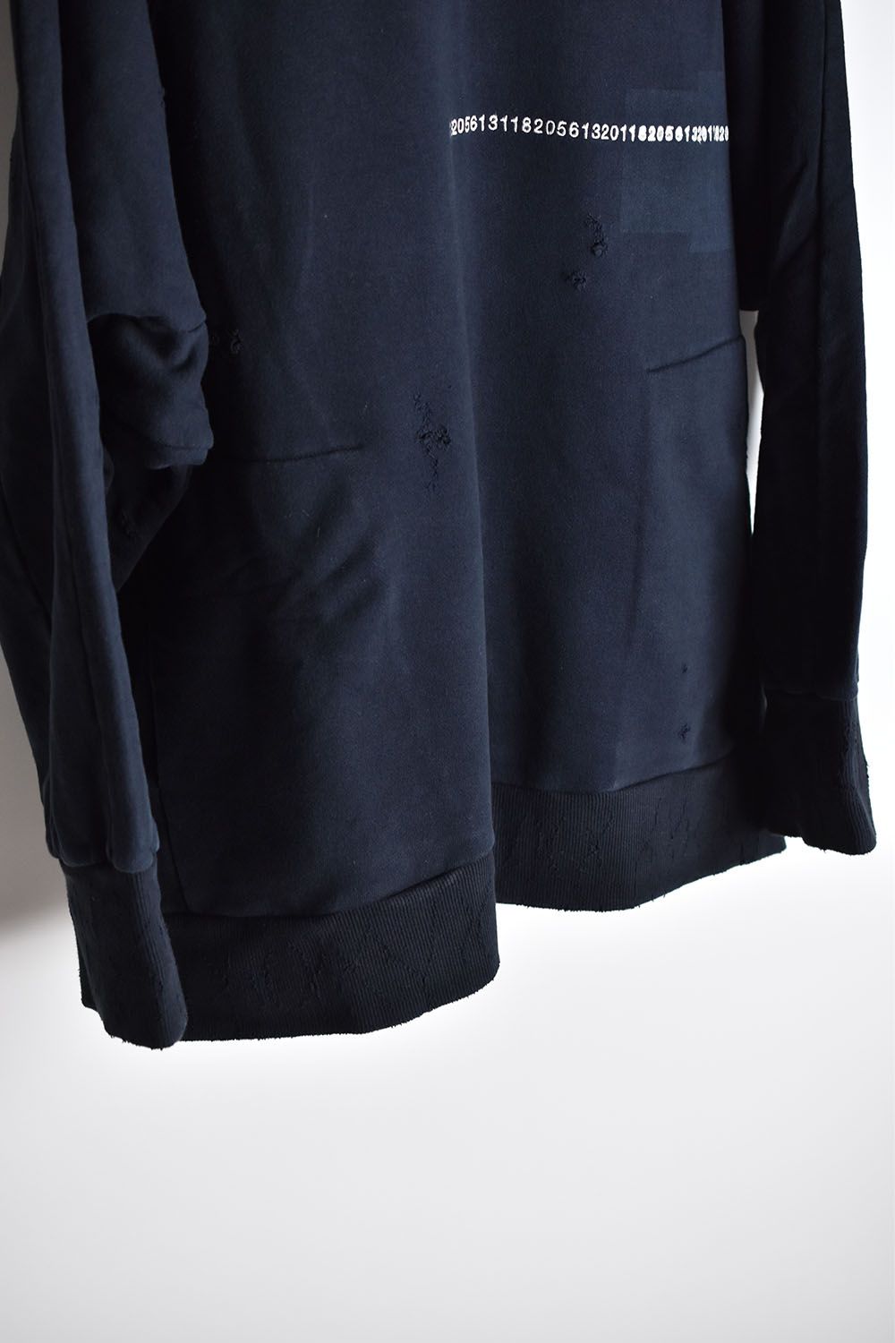 Damage Sweat Over Sized Pullover"Black"/ ダメージスウェットオーバーサイズドプルオーバー"ブラック"
