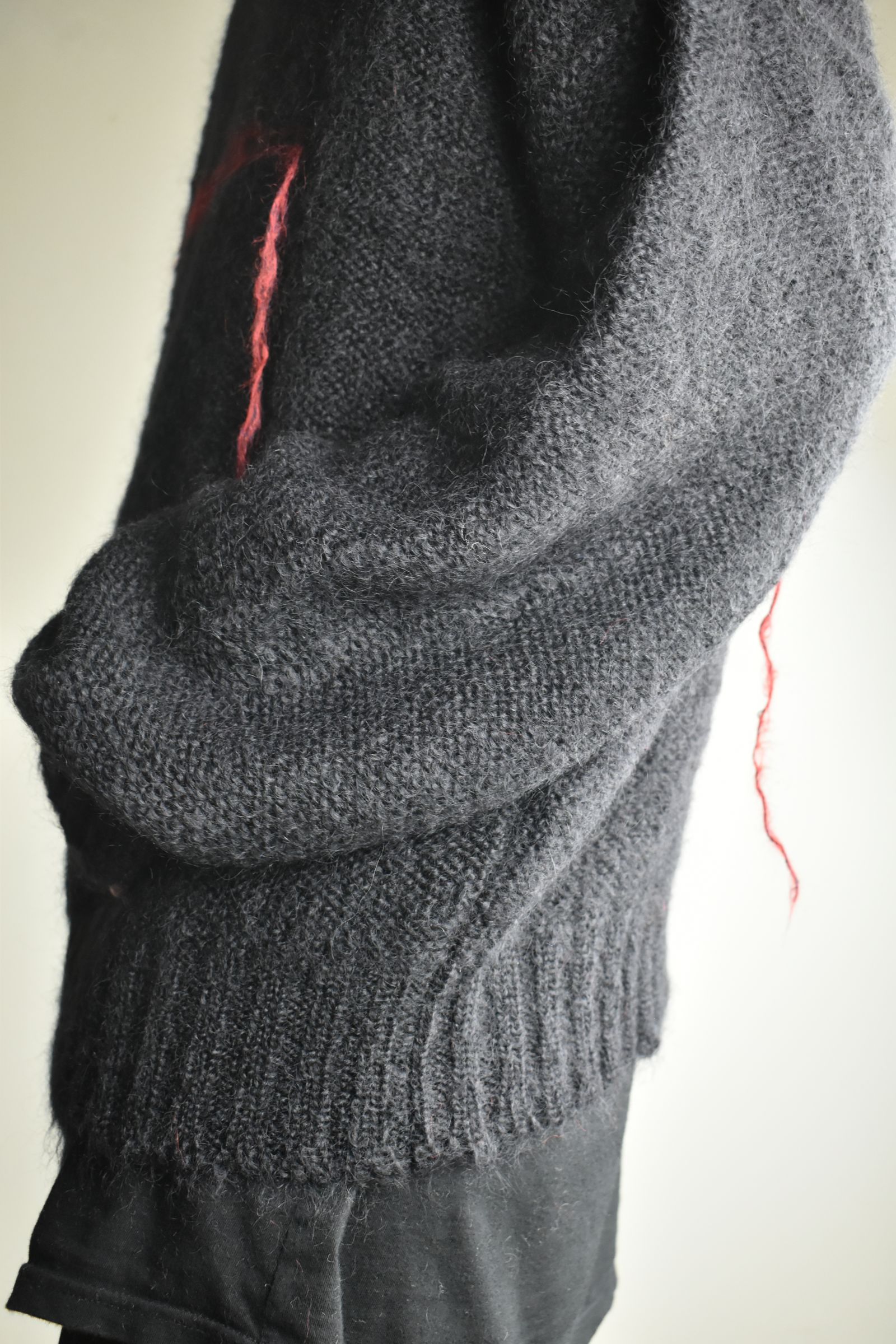 Mohair Knit Pullover "Black-Red" / モヘアニットプルオーバー"ブラックレッド"