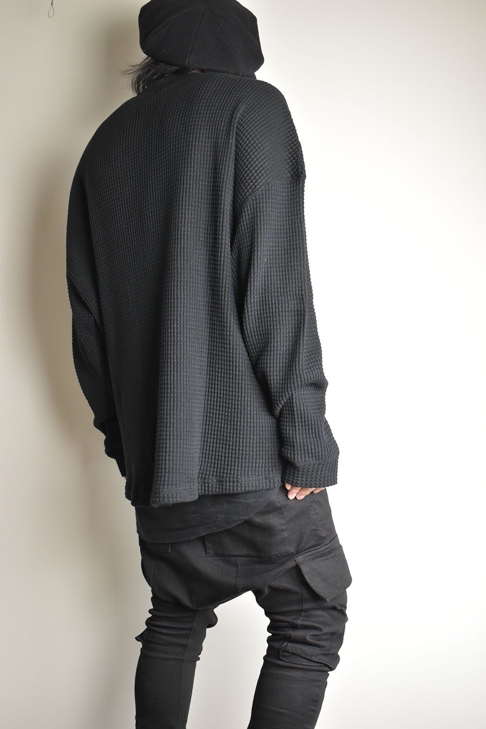 Heavy Waffle Over Size Top"Black" / ヘビーワッフルオーバーサイズトップ"ブラック"