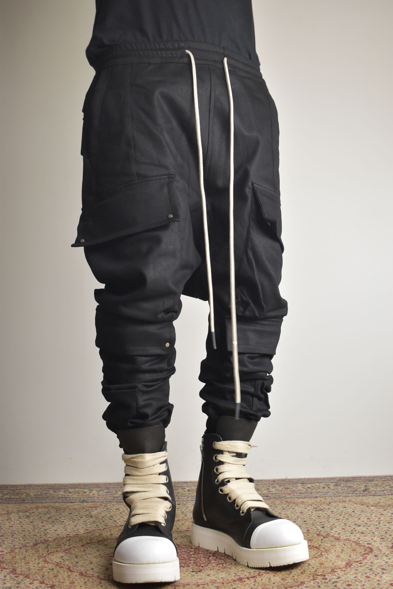 Bonding Sarouel Cargo Jogger Denim"Black" / ボンディングサルエルカーゴジョガーデニム"ブラック"