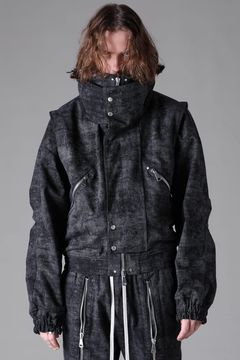《2026AW先行予約》Synthetic Leather High Neck Blouson "D.Grey" / シンセティックレザーハイネックブルゾン"ダークグレー"