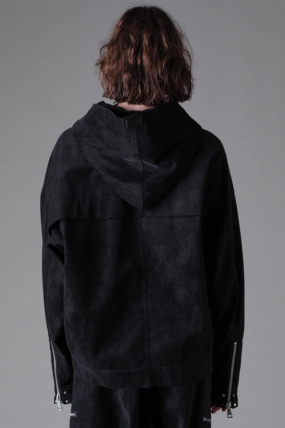 《2026AW先行予約》Vegan Suede Leather Hoodie Blouson"Black" / ヴィーガンスウェードレザーフーディブルゾン "ブラック"