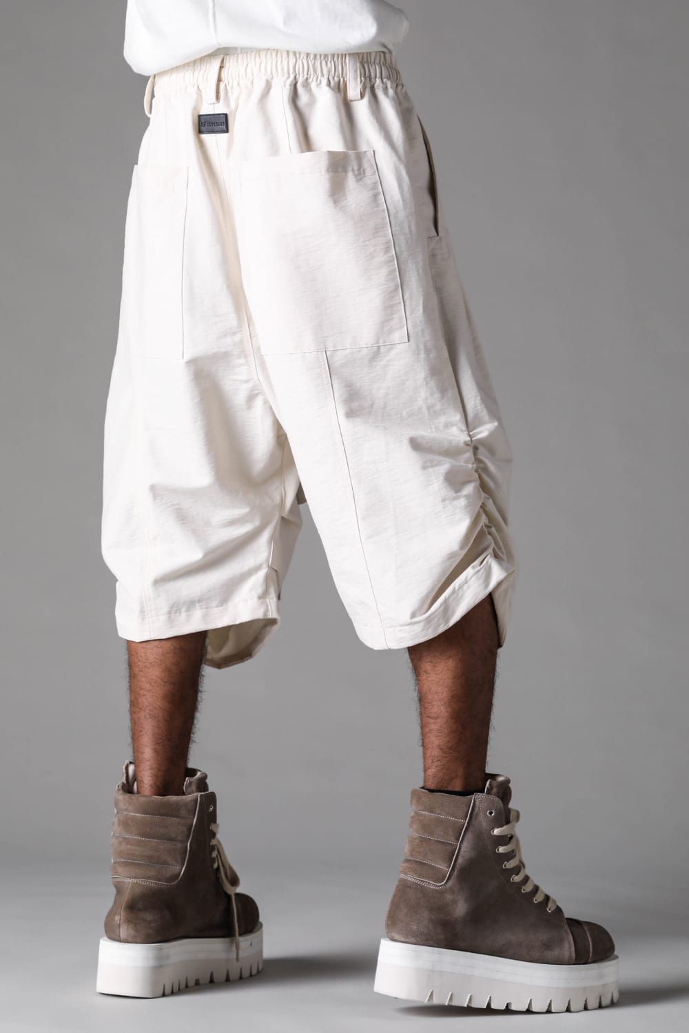 《2027SS先行予約》Cotton Nylon Side Gather Shorts"Black / Ivory / D.khaki" / コットンナイロンサイドギャザーショーツ"ブラック / アイボリー /ダークカーキ"