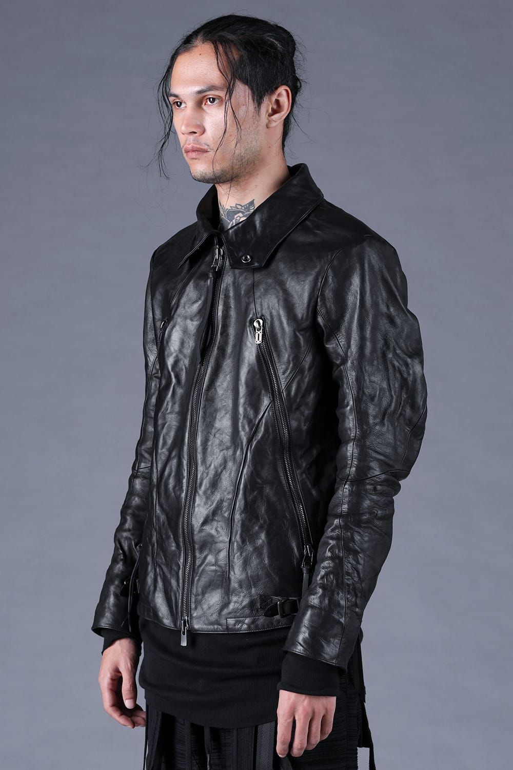 Horse Leather Collar Detachable Jacket"Black" / ホースレザーカラーデタッチャブルジャケット"ブラック"