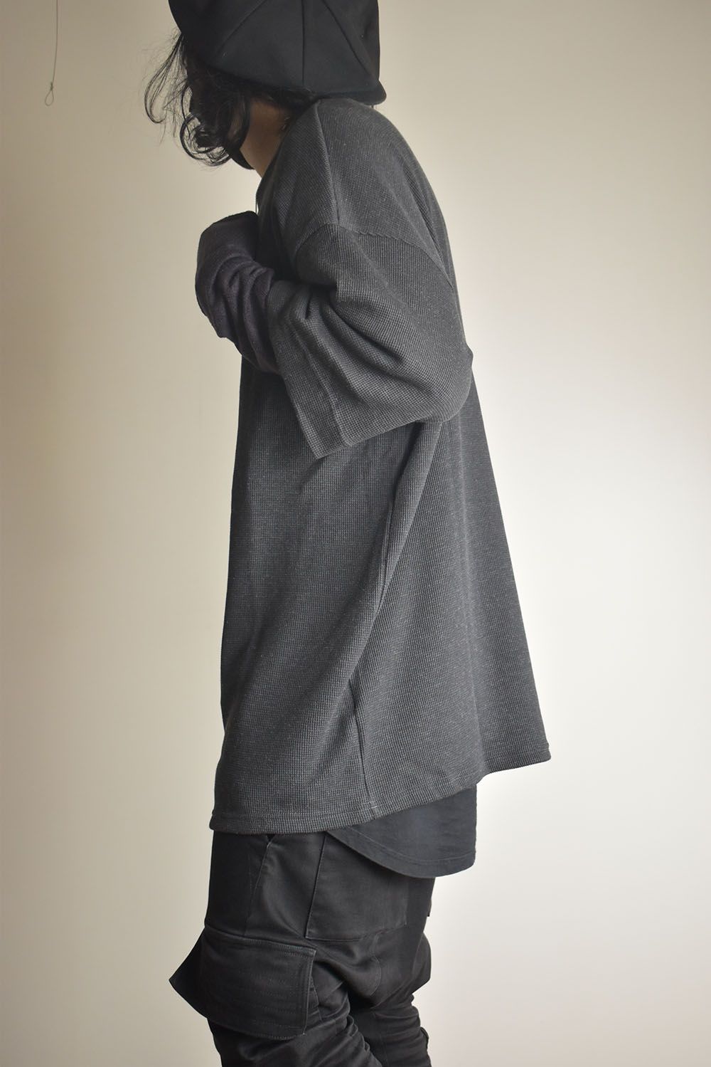 Layered Crew Neck Top"D.Grey" / レイヤードクルーネックトップ"ダークグレー"
