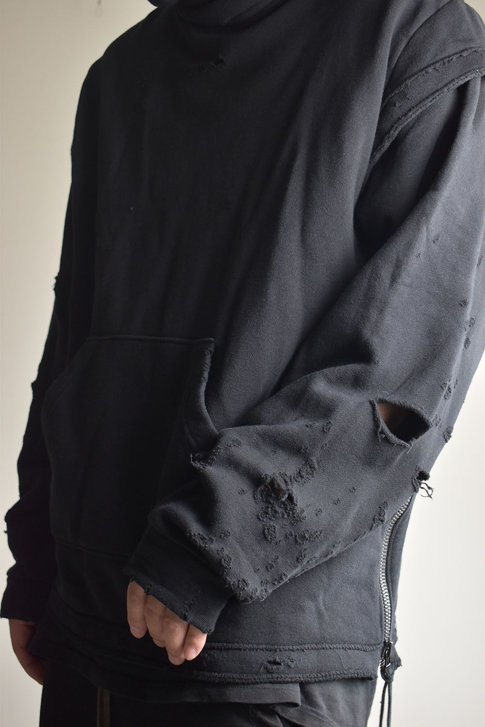 Untwisted Sweat Oversized Pullover Hoodie "Black" / 無撚糸裏毛オーバーサイズプルオーバーフーディー"ブラック"