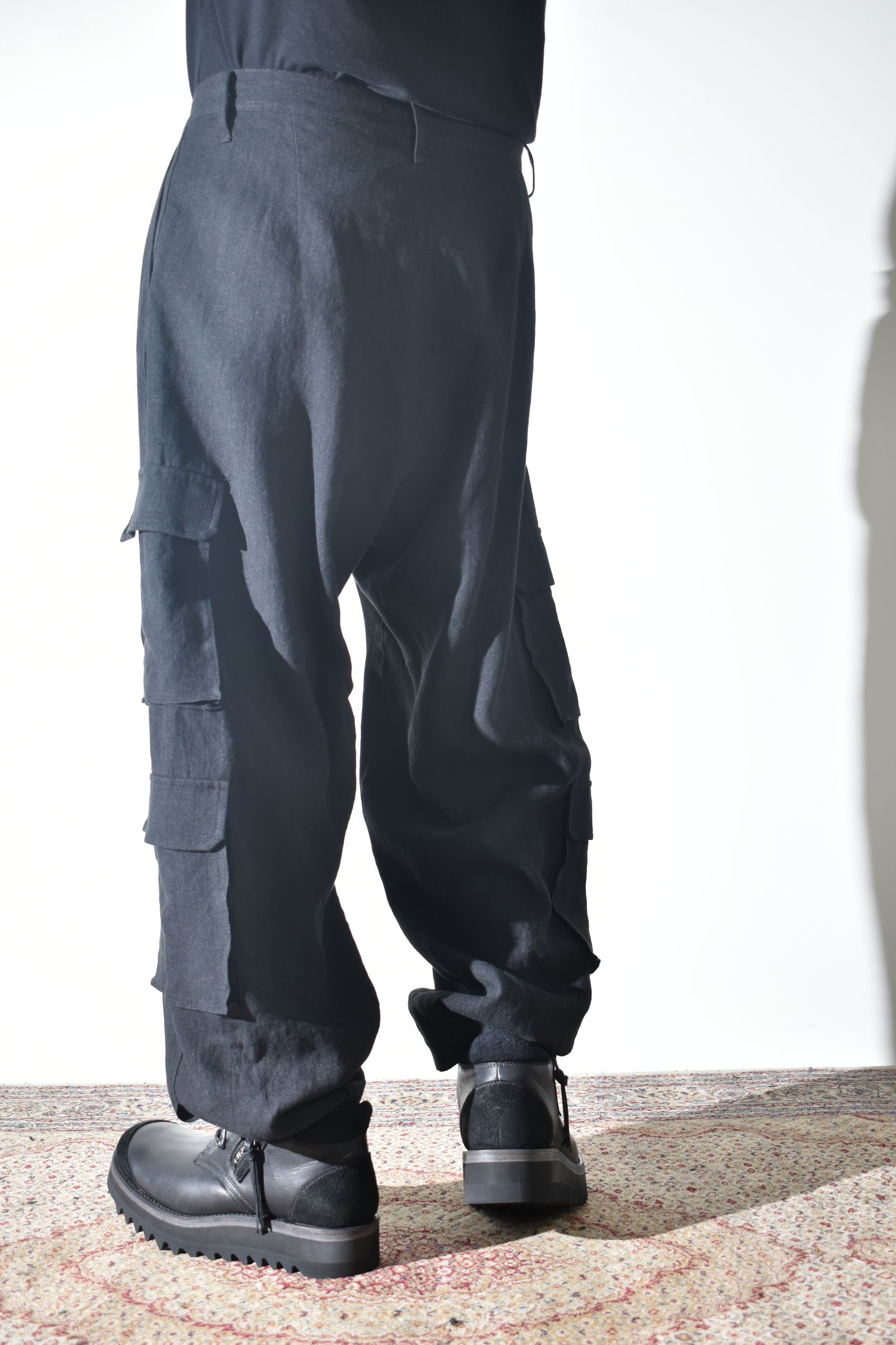 Linen Cargo Pants "Black" / リネンカーゴパンツ"ブラック"