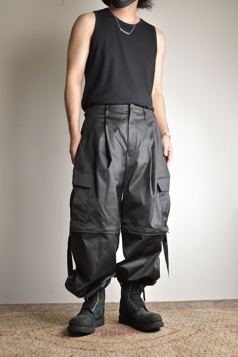 Fake Fake Leather Detachable Cargo Pants"Black"/フェイクフェイクレザーデタッチャブルカーゴパンツ"ブラック"