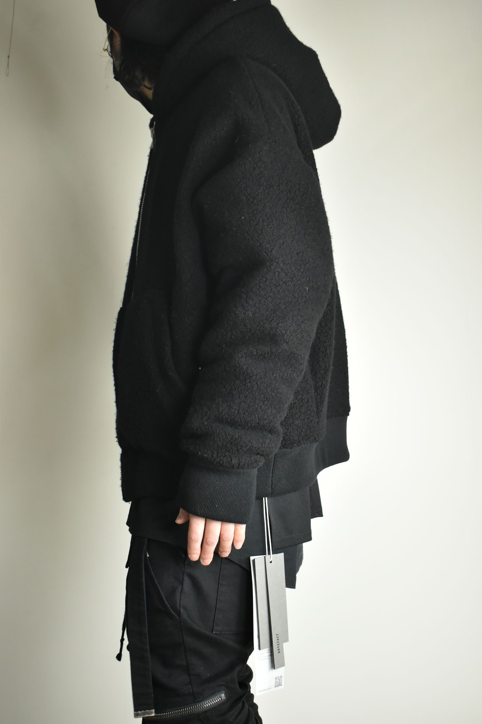 《2026AW先行予約》Sheep Pile Knit Padded Hoodie"Black / Khaki" / シープパイルニットパデッドフーディ"ブラック / カーキ"