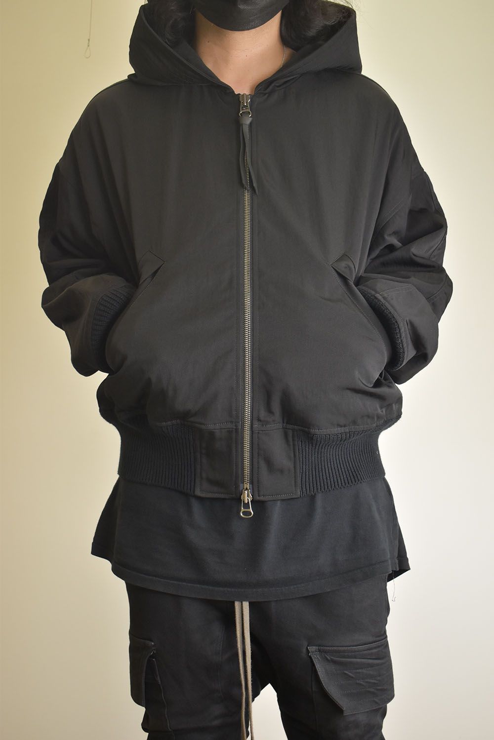 Nylon Wool Twill Hooded Jacket"Black" / ナイロンウールツイルフーデッドジャケット"ブラック"