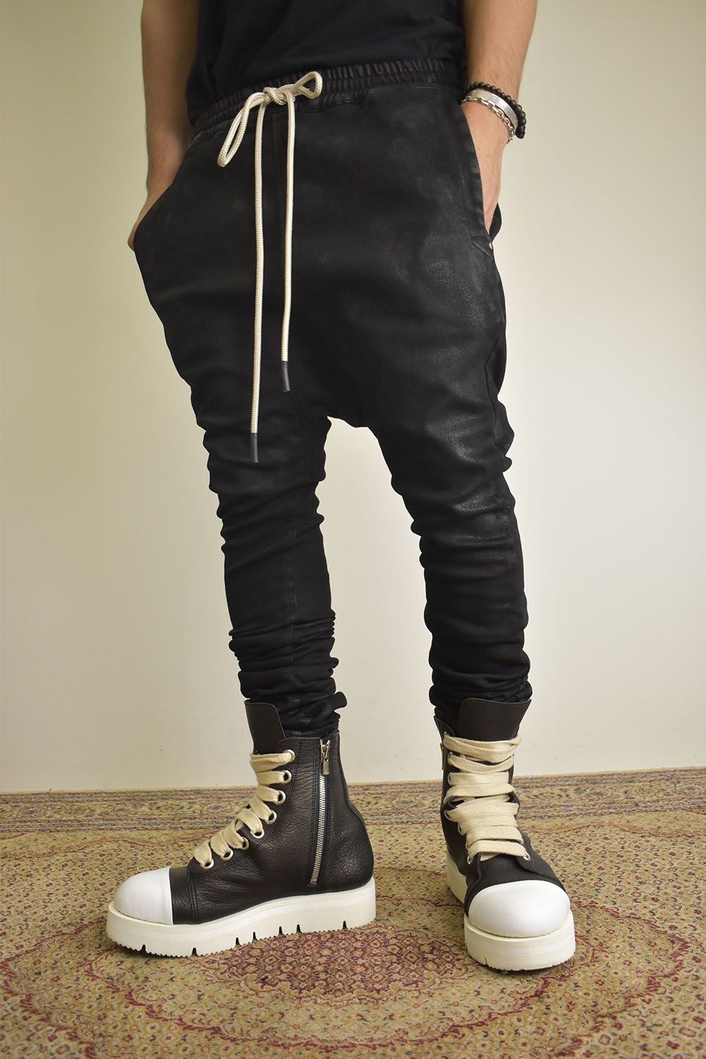 Coating Bonding  Sarouel Skinny Denim"Black" / コーティングボンディングサルエルスキニーデニム"ブラック"