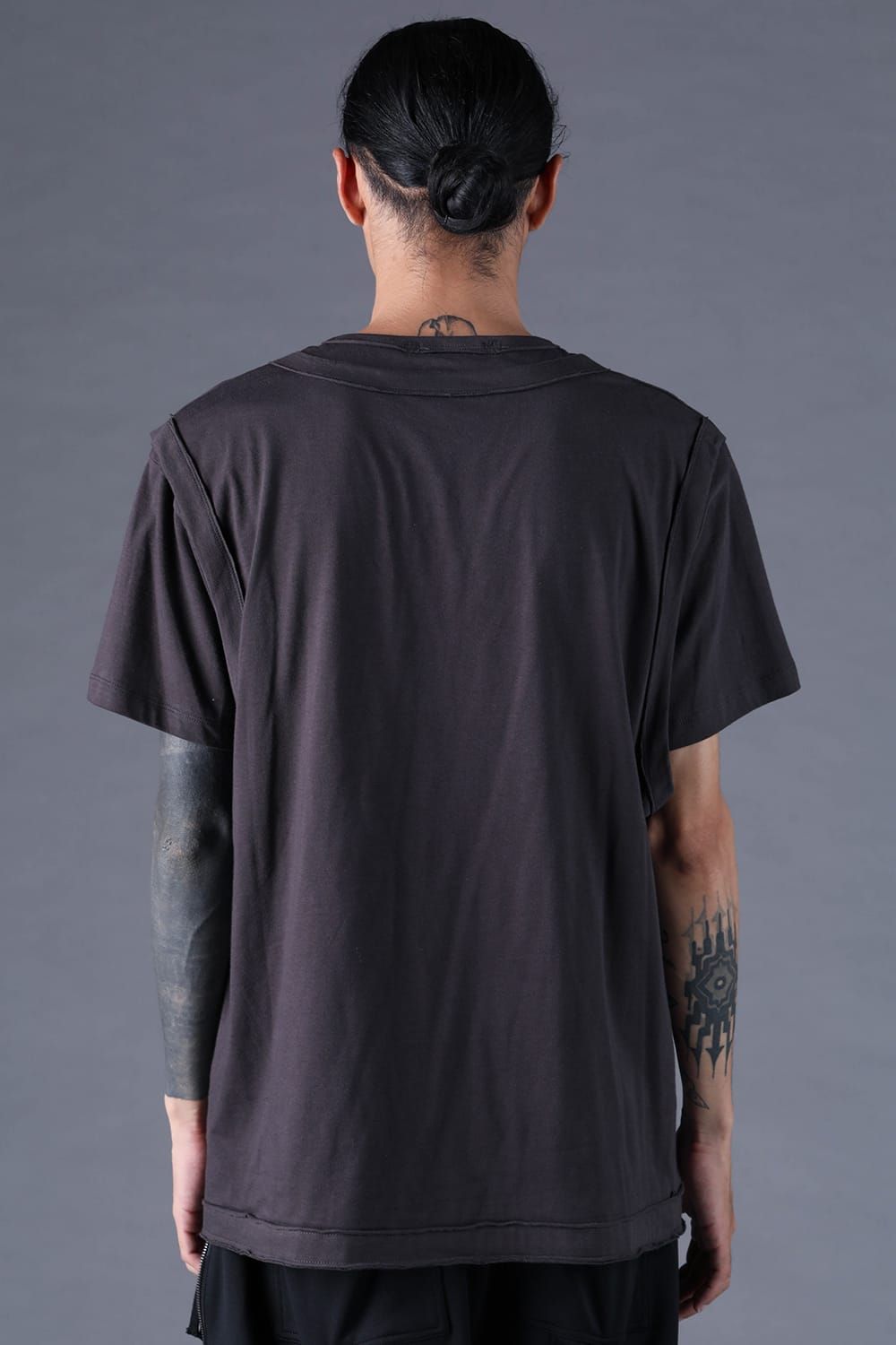 《2027SS先行予約分》30/- Cotton Layered S/S T-Shirt "Black" / Grey / Charcoal" / 30/-天竺レイヤードS/STシャツ "ブラック/グレー/チャコール"