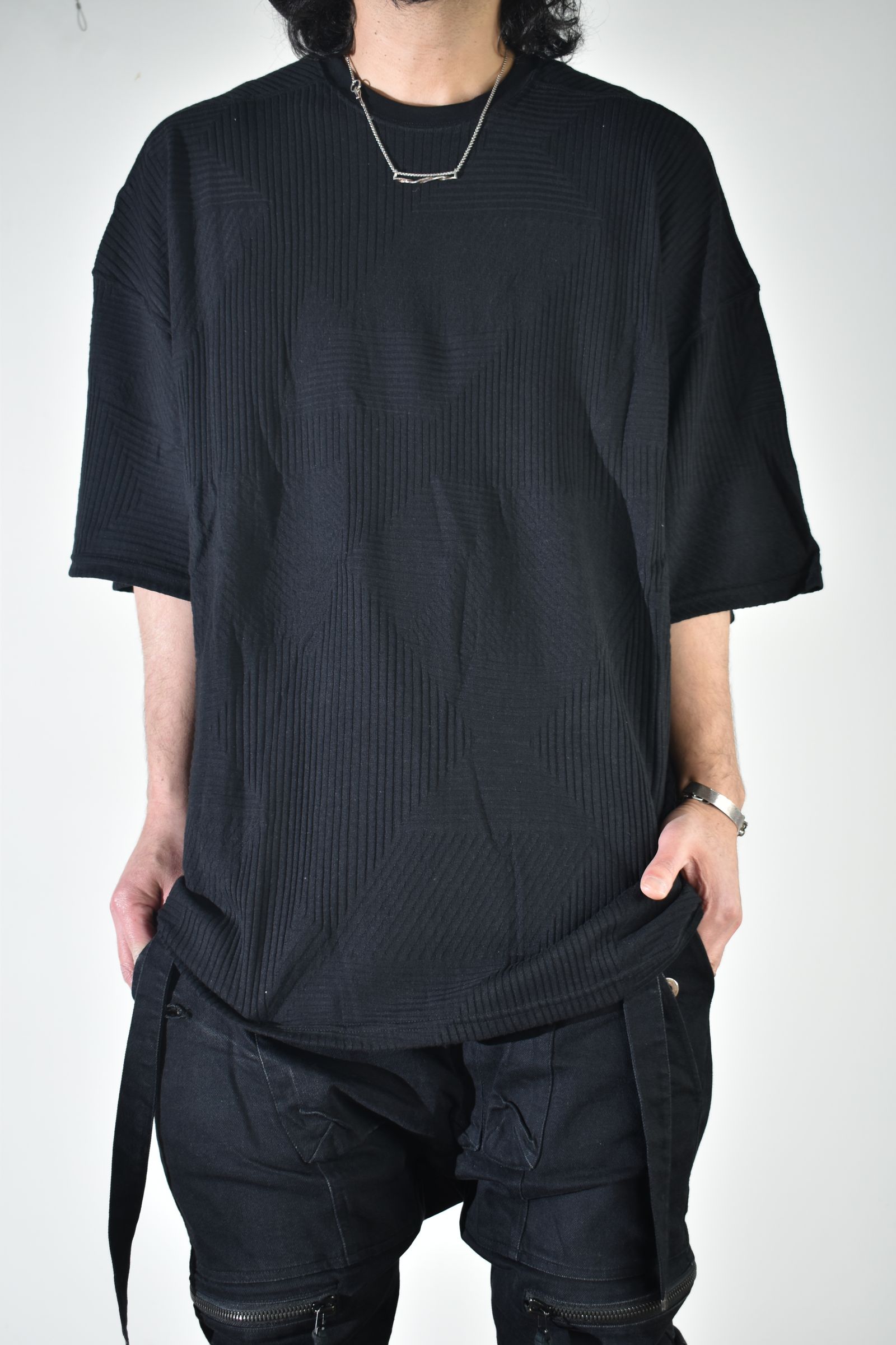 Deformed Stripe Pattern Jumbo Tee "Black" /ディフォルメドストライプパターンジャンボTee"ブラック"