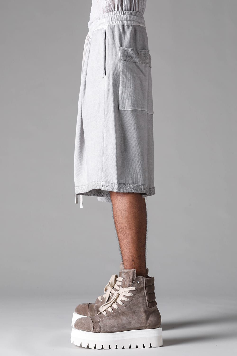 《2027SS先行予約》Sumi Dyed Lightweight French Terry Wide Shorts"L.Grey  / D.Grey" / 墨染ミニ裏毛ワイドショーツ"ライトグレー / ダークグレー"
