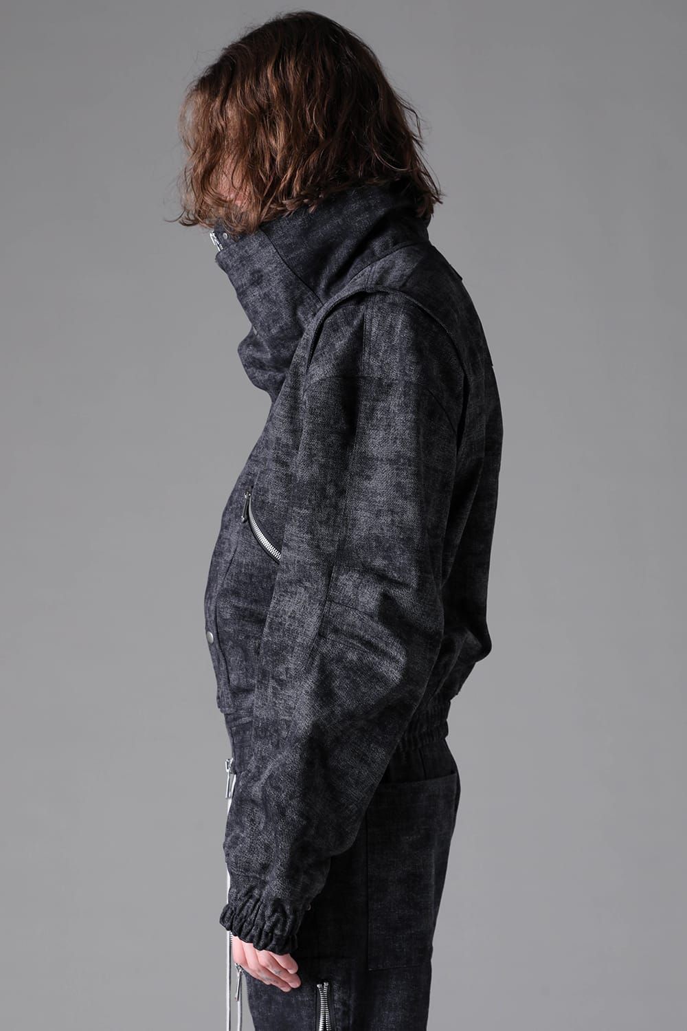 《2026AW先行予約》Synthetic Leather High Neck Blouson "D.Grey" / シンセティックレザーハイネックブルゾン"ダークグレー"