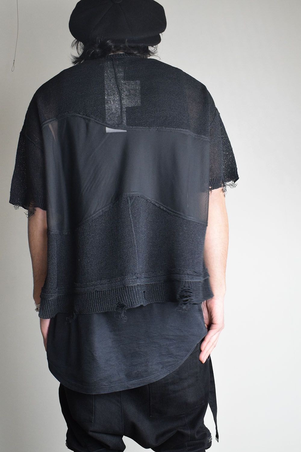 Dock Reverse Knit Tee"Black" / ドッキングリバースニットTee"Black"