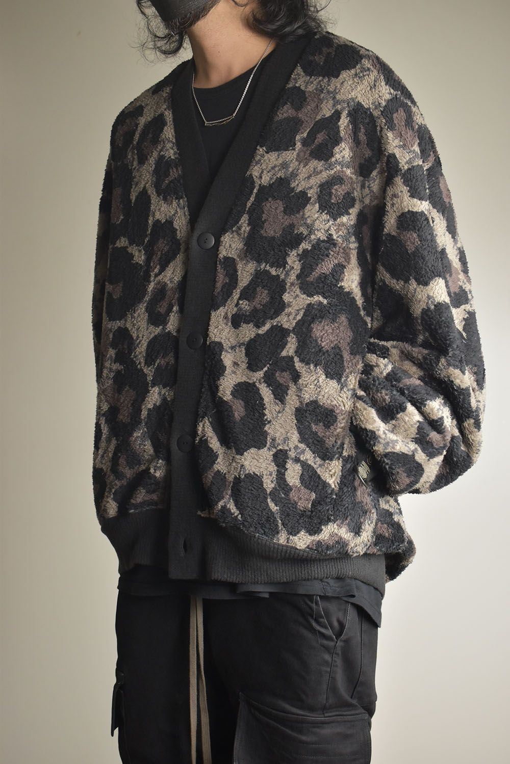 Large Leopard Fleece Cardigan "Dark Leopard" / ラージレオパードフリースカーディガン"ダークレオパード"