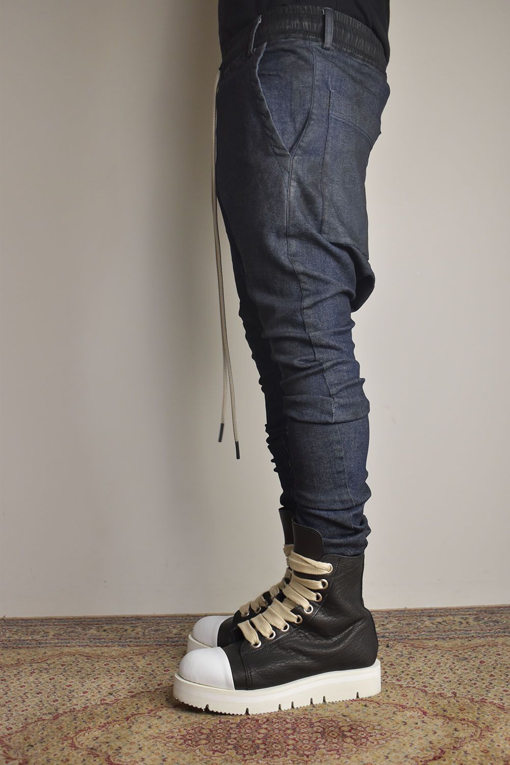 Coated Stretch denim Sarouel skinny"Blue" / コーティングストレッチデニムサルエルスキニー"ブルー"