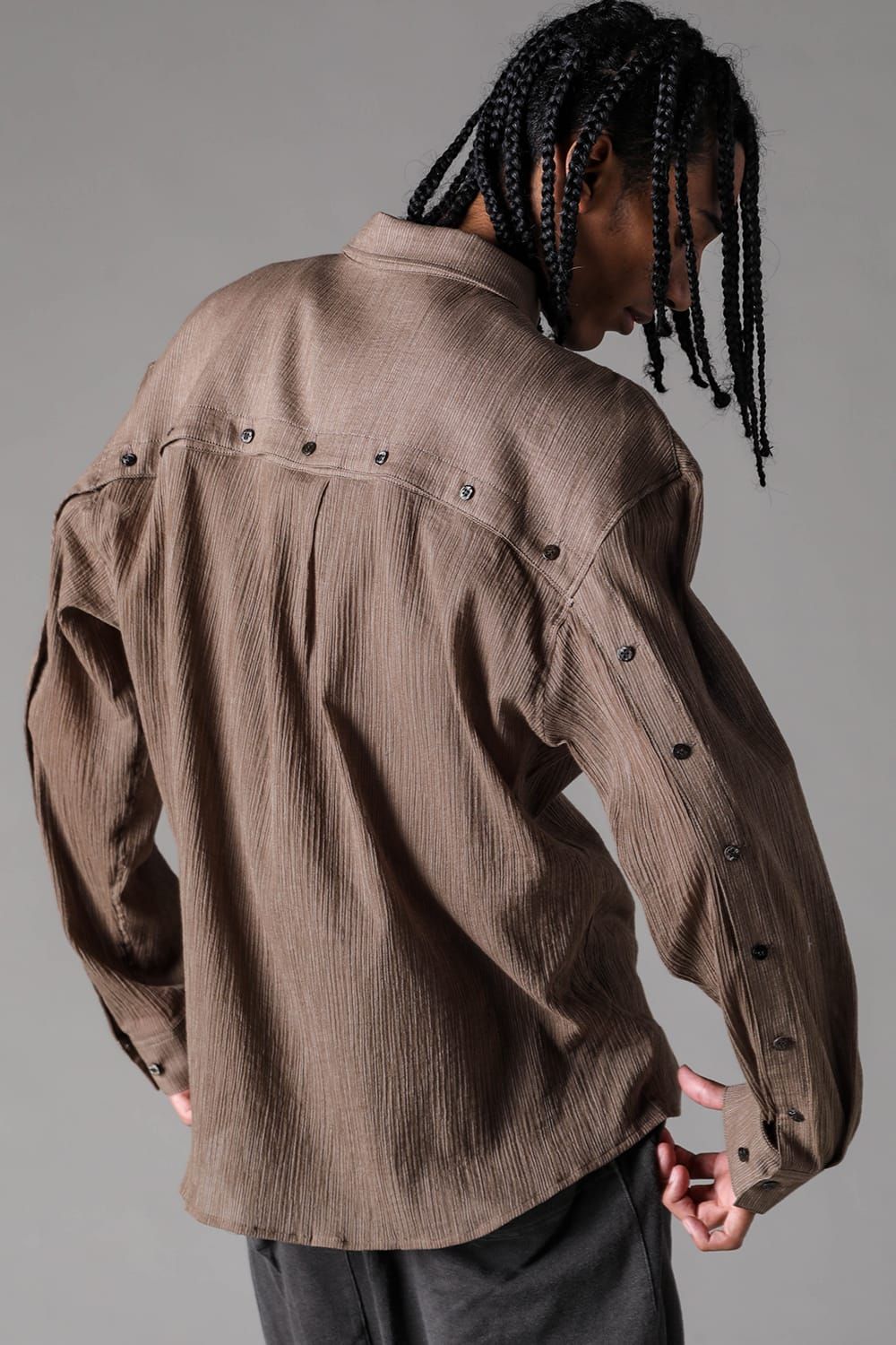 《2027SS先行予約》Stripe Buck Button Shirts"Black Stripe / White Stripe / Brown Stripe" / ストライプバックボタンシャツ"ブラックストライプ /ホワイトストライプ /ブラウンストライプ"