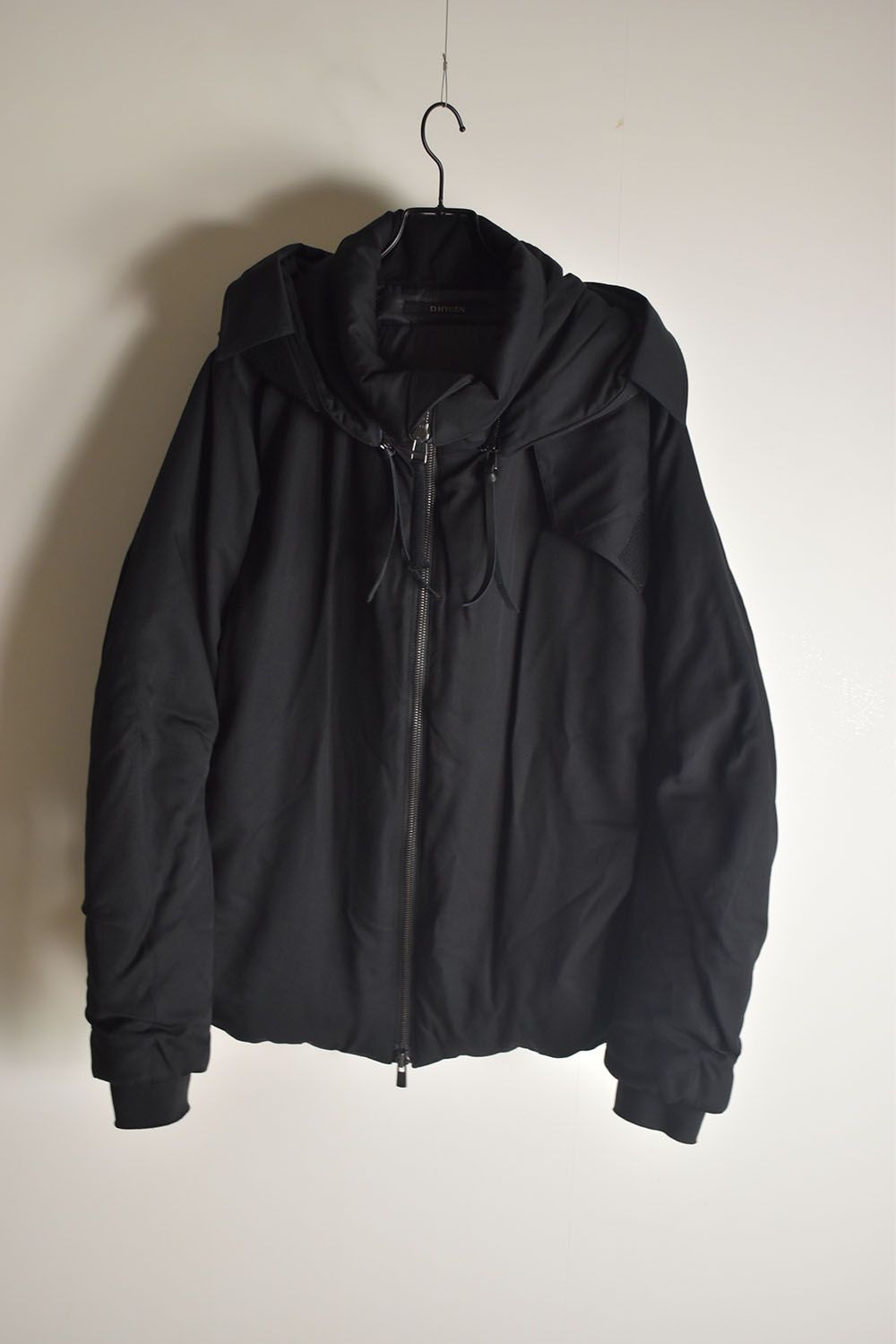 Rayon Twill Vest Hooded Down Jacket "Black" / レーヨンツイルベスト/フードアタッチドダウンジャケット"ブラック"