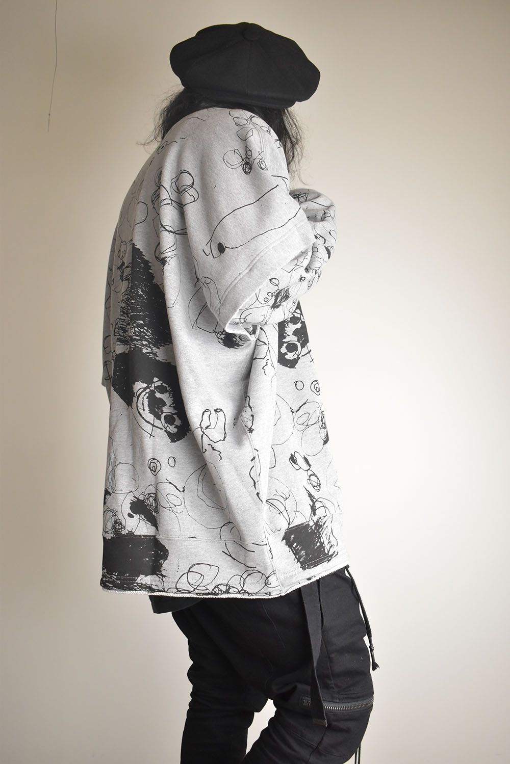Sweat Oversize Print Pullover"Grey" / スウェットオーバープリントプルオーバー"グレー"