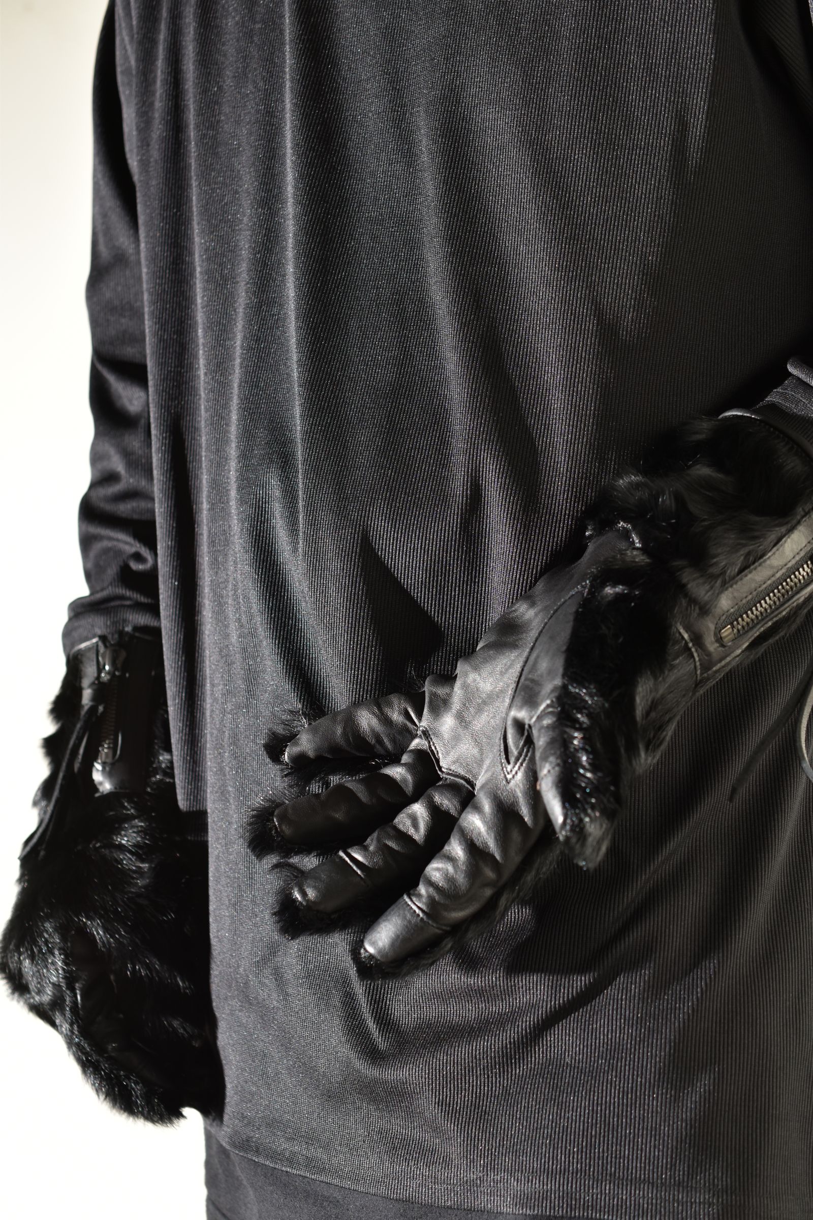 Goatfur and Horsehide Combination Gloves"Black" / ゴートファー×ホースレザーコンビネーショングローブ"ブラック"