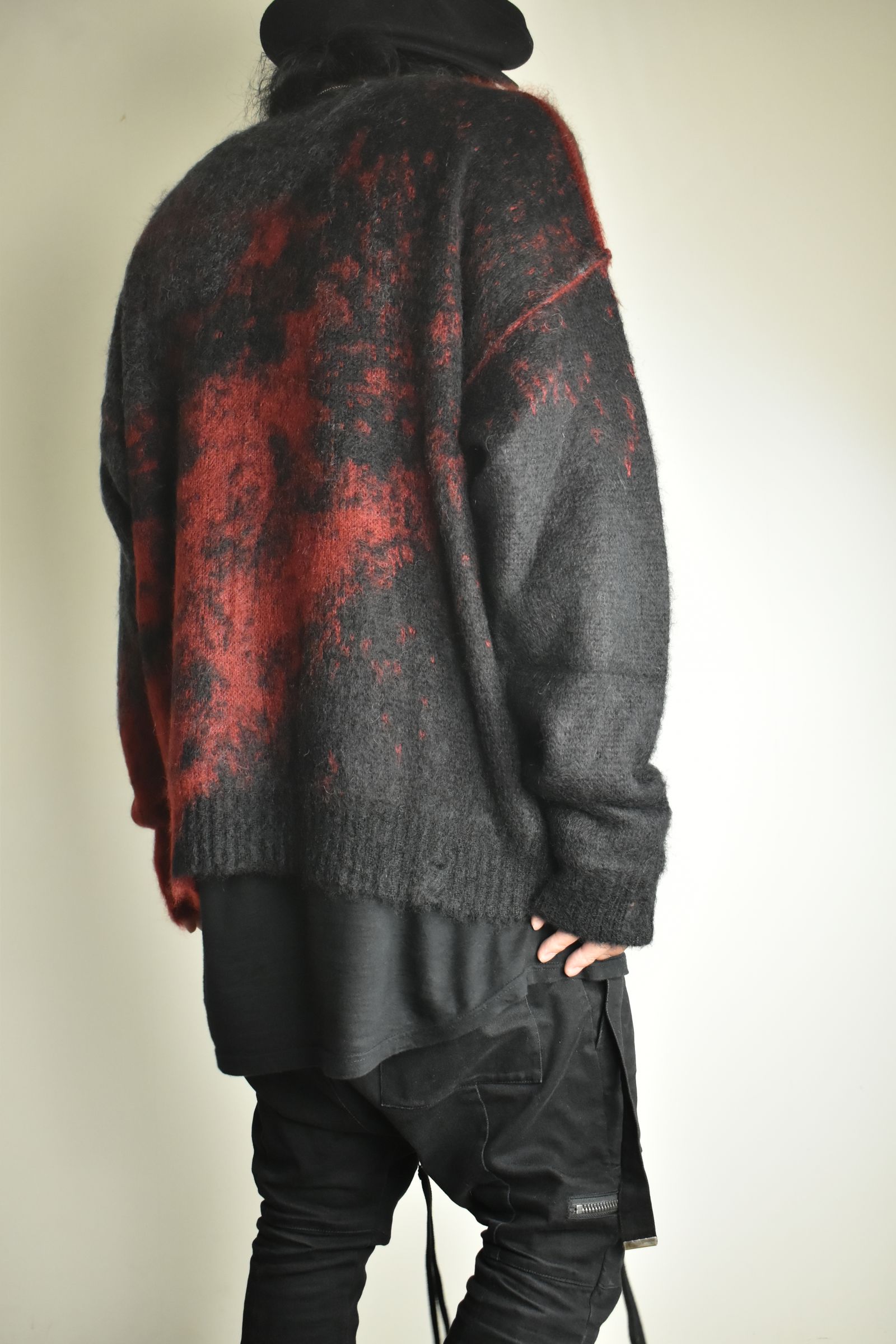 Gradation Mohair Knit Pullover"Black-Red" / グラデーションモヘアニットプルオーバー"ブラックレッド"