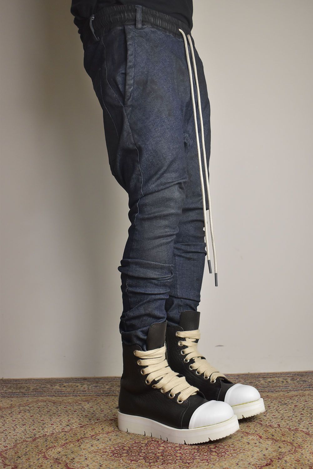Coated Stretch denim Sarouel skinny"Blue" / コーティングストレッチデニムサルエルスキニー"ブルー"