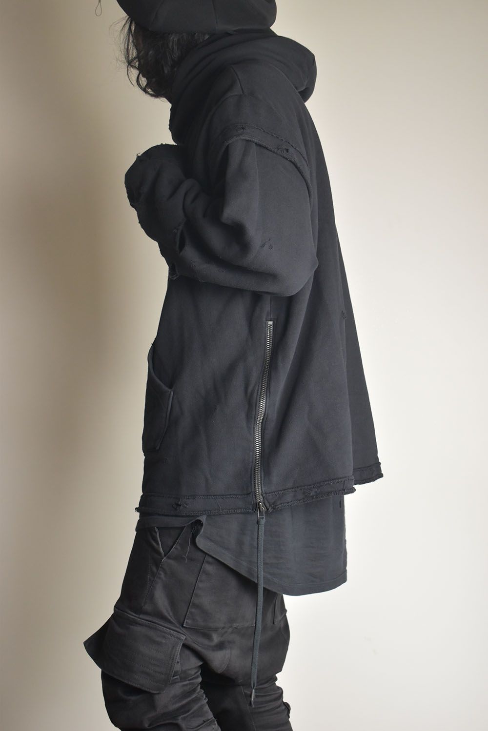 Untwisted Sweat Oversized Pullover Hoodie "Black" / 無撚糸裏毛オーバーサイズプルオーバーフーディー"ブラック"