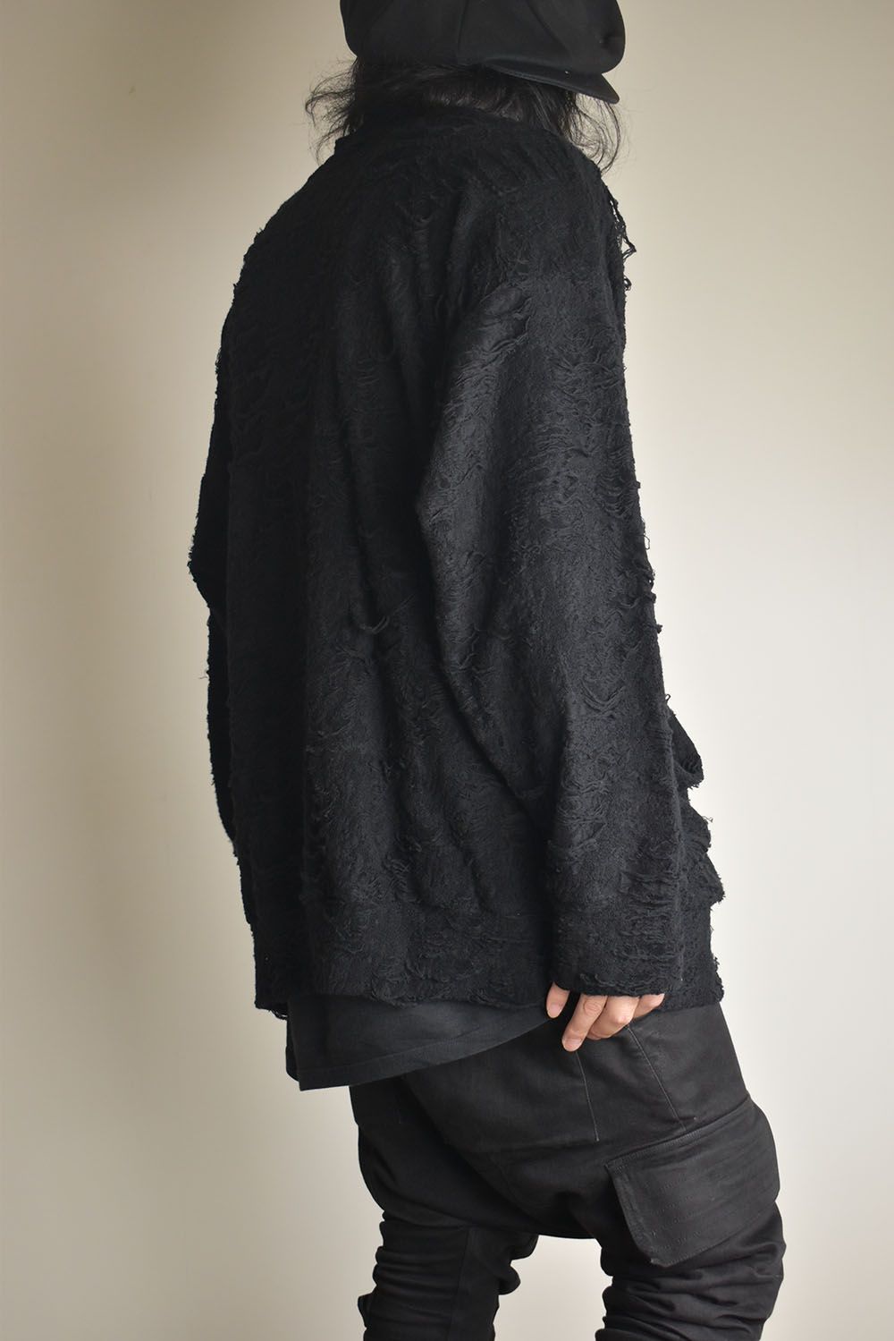 Damage Pile Jumbo Cardigan"Black" / ダメージパイル ジャンボカーディガン"ブラック"