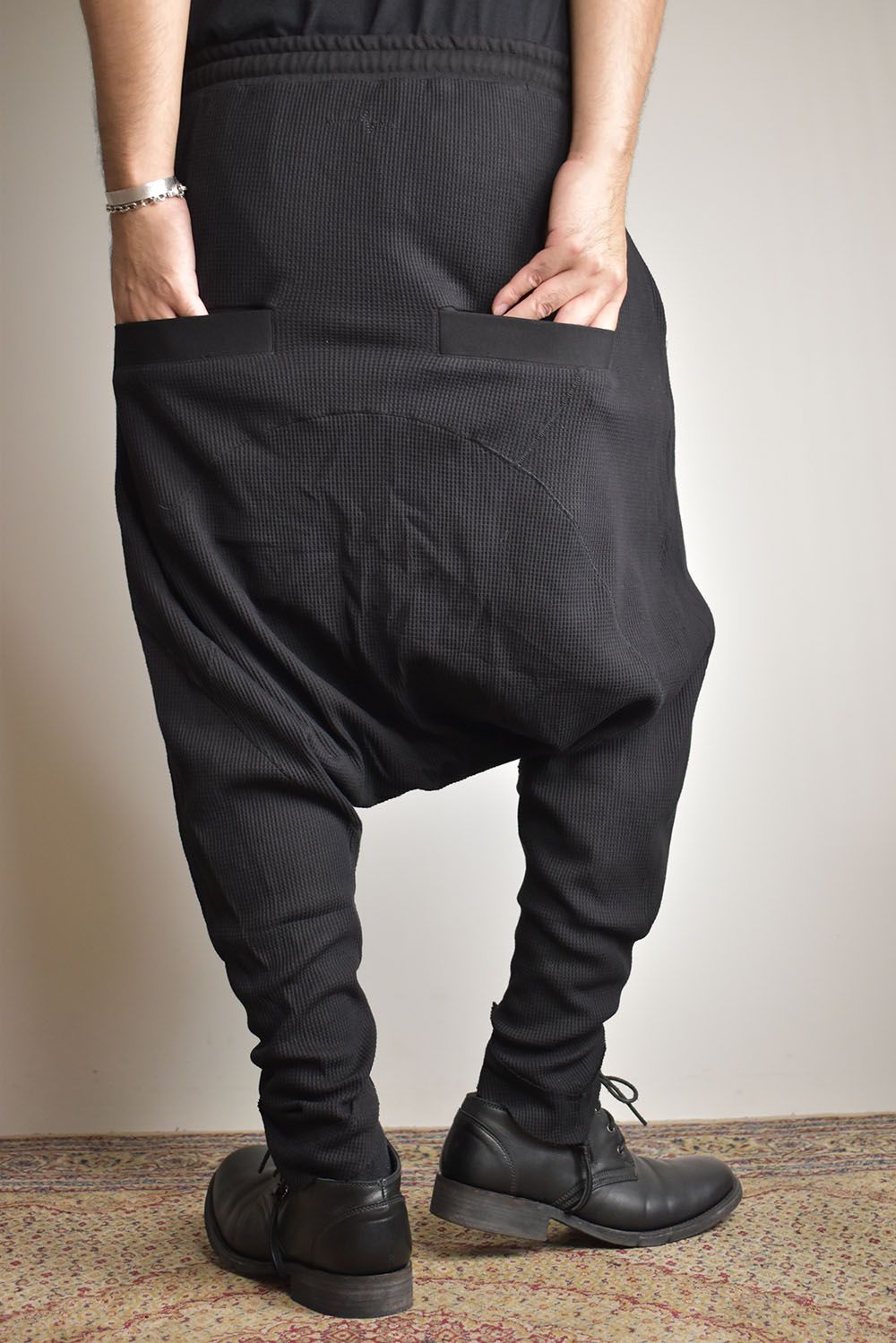 Waffle Sarrouel Pants"Black"/ワッフルサルエルパンツ"ブラック"