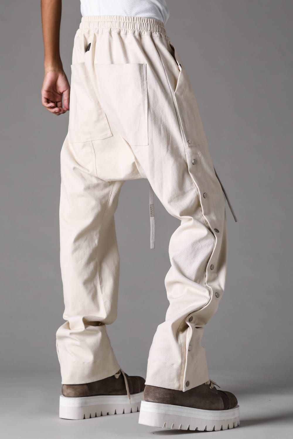 《2027SS先行予約》Side Snap Sarrouel Flare Pants"Black / Ivory" / サイドスナップサルエルフレアパンツ "ブラック / アイボリー"
