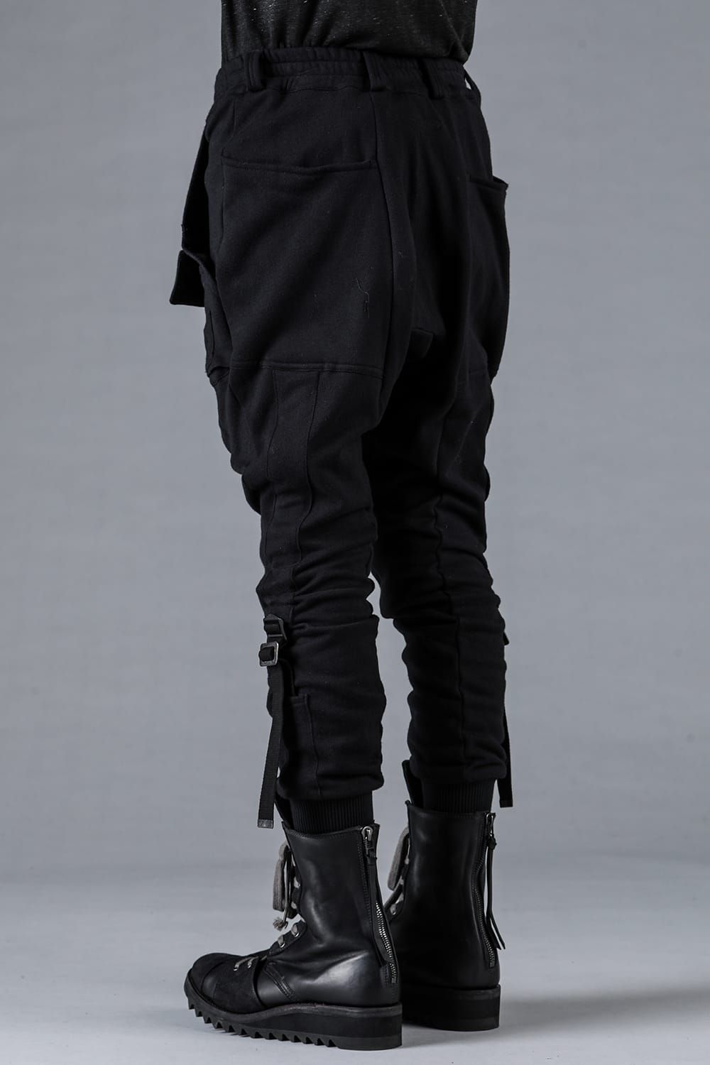 Non-ply Yarn Lined Belt Adjustable Crotch Jog Pants "Black" / 無撚糸裏毛ベルトアジャストロークロッチジョグパンツ"ブラック"