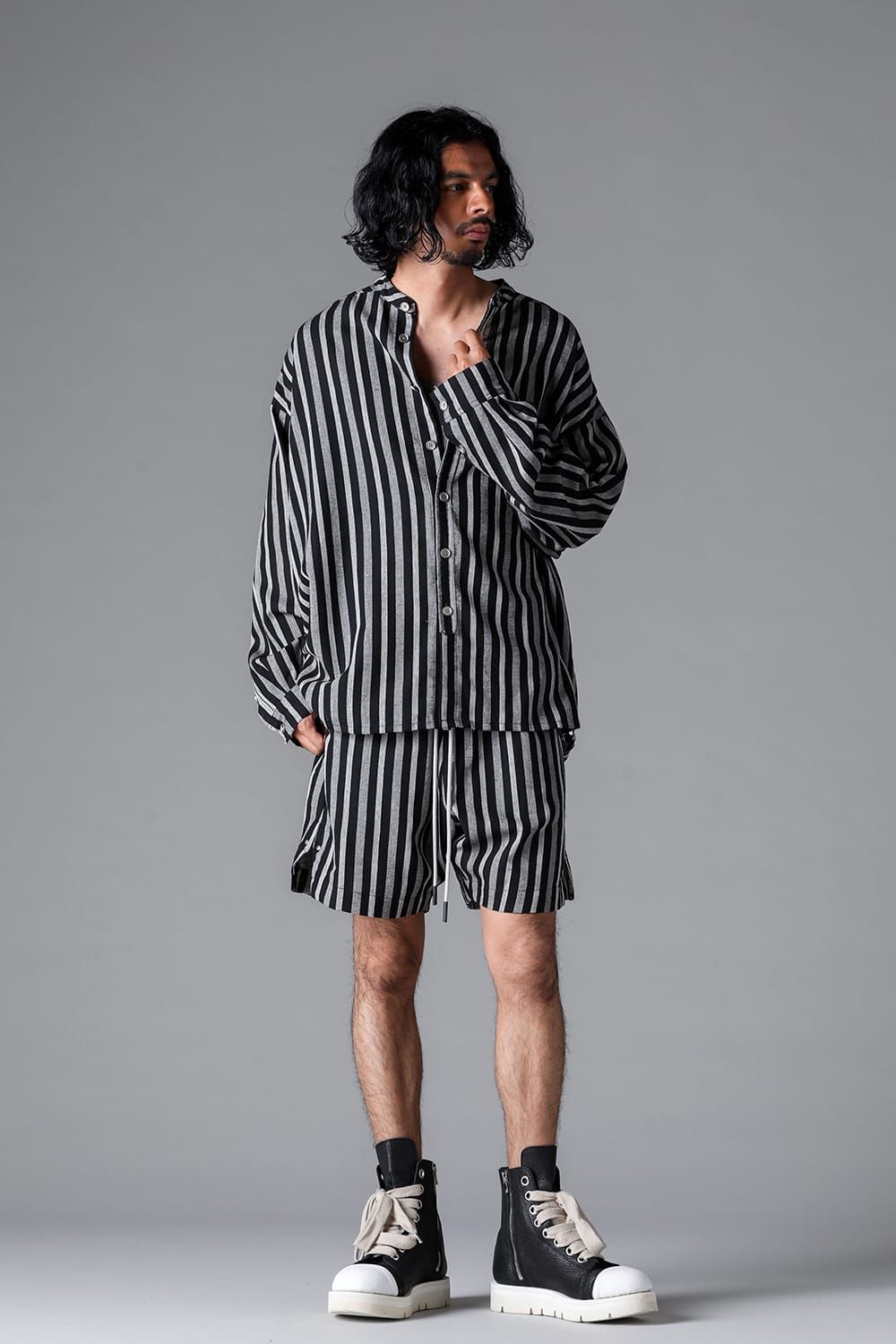 《2026SS先行予約》Vertical Stripes Shorts"Black×L.Grey" / バーティカルストライプショーツ"ブラック×グレー"