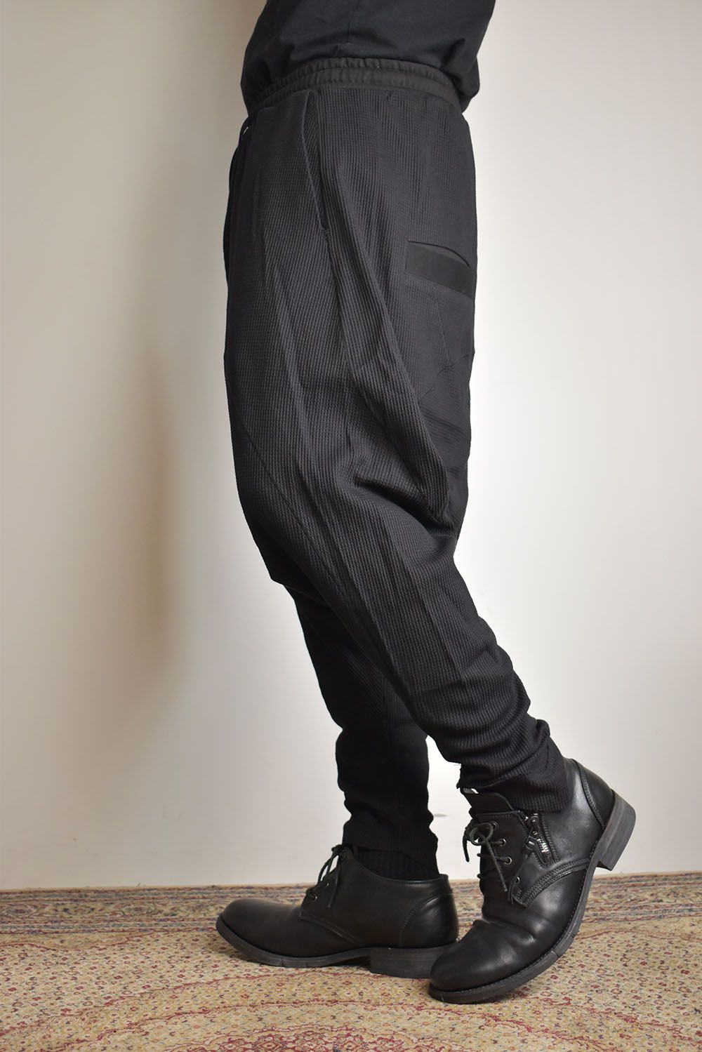 Waffle Sarrouel Pants"Black"/ワッフルサルエルパンツ"ブラック"