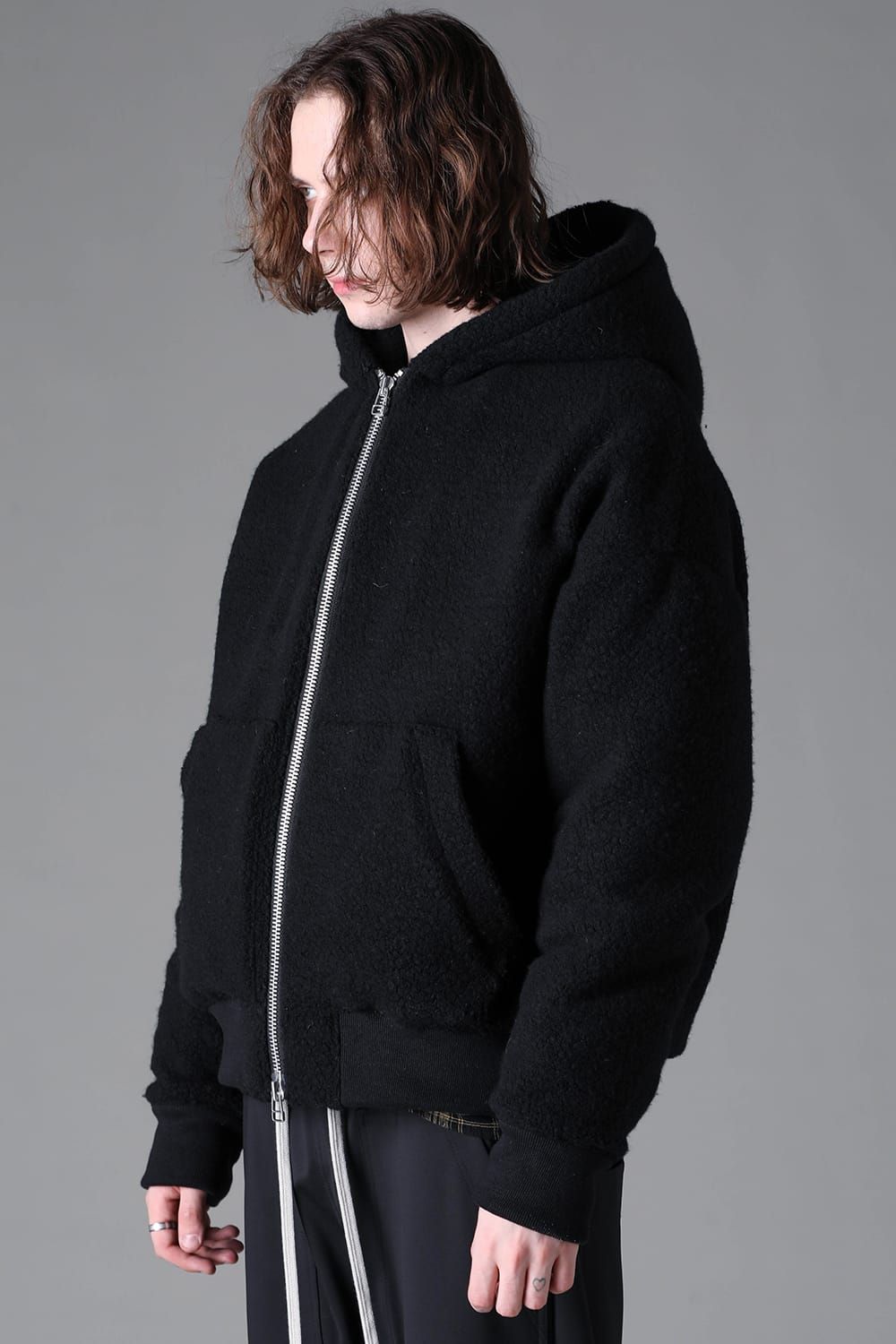 《2026AW先行予約》Sheep Pile Knit Padded Hoodie"Black / Khaki" / シープパイルニットパデッドフーディ"ブラック / カーキ"