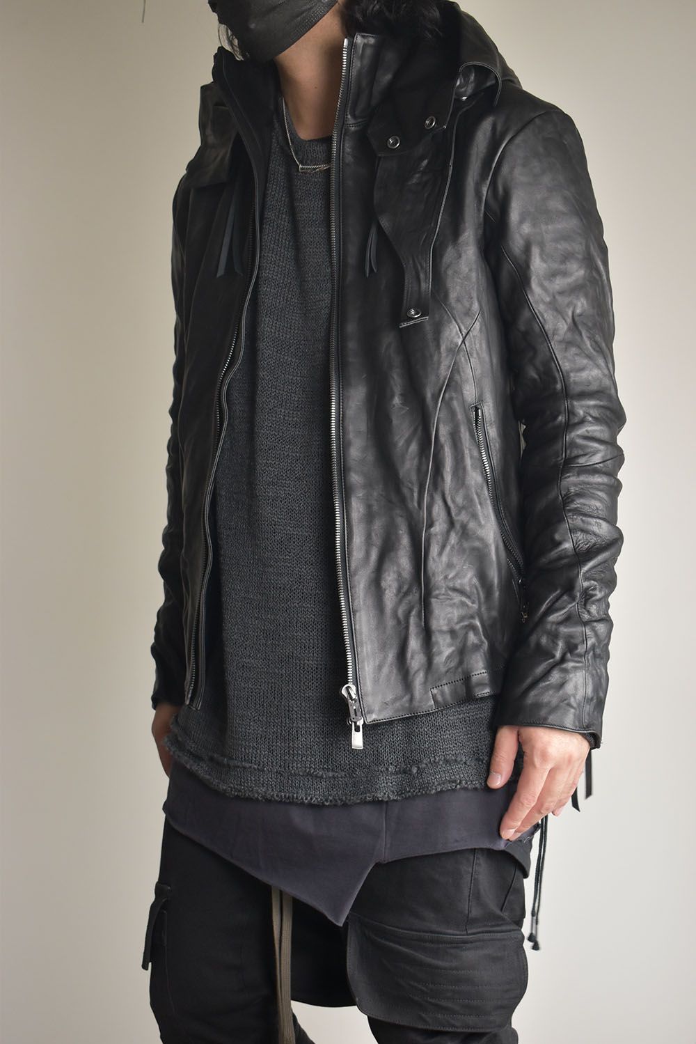 Horse Leather Hood Attachd Jacket "Black" / ホースレザーフードアタッチドジャケット"ブラック"