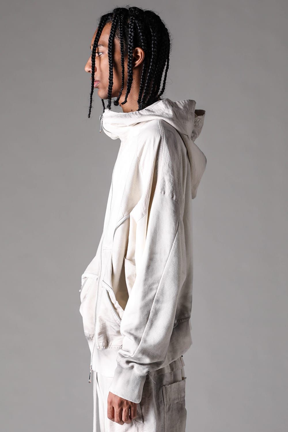 《2027SS先行予約》Vintage Zip Hoodie "Black × Brown / Grey × L.Grey / Ivory" / ヴィンテージジップフーディ"ブラック×ブラウン / グレー×ライトグレー / アイボリー"