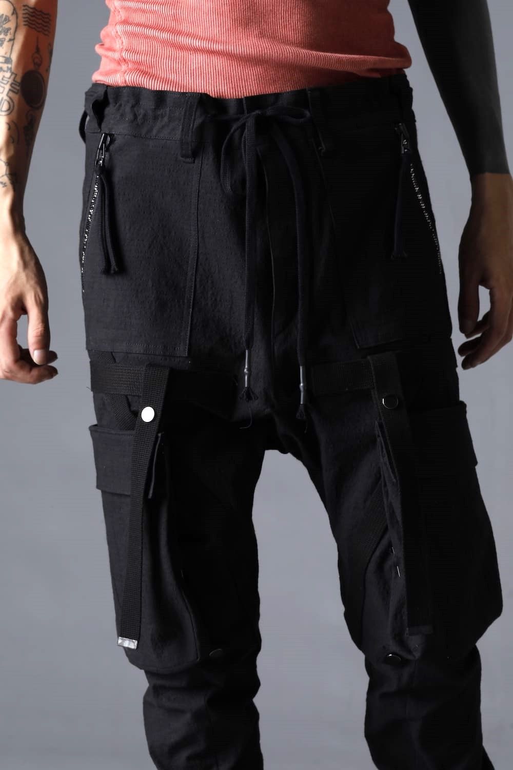 Dimple Washer Ripstop Detachable Cargo Jog Pants"Black"ディンプルワッシャーストレッチリップストップデタッチャブルカーゴポケットジョグパンツ